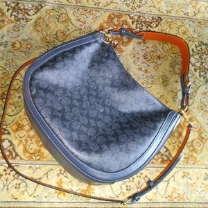 Coach Navy Signature Sutton Hobo Bag